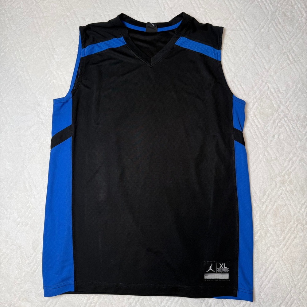 Athletic Streetwear Jordan Men's XL Basketball Jersey Black Blue Sleeveless